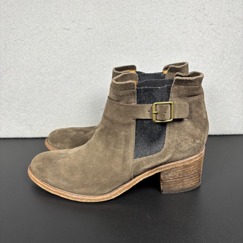 Alberto Fermani Carina Suede Ankle Boots 40/10 Brown Buckle Block Heel Italy